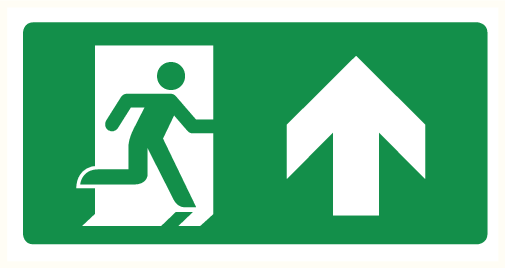 Pictogram vluchtweg rechtdoor kunststof