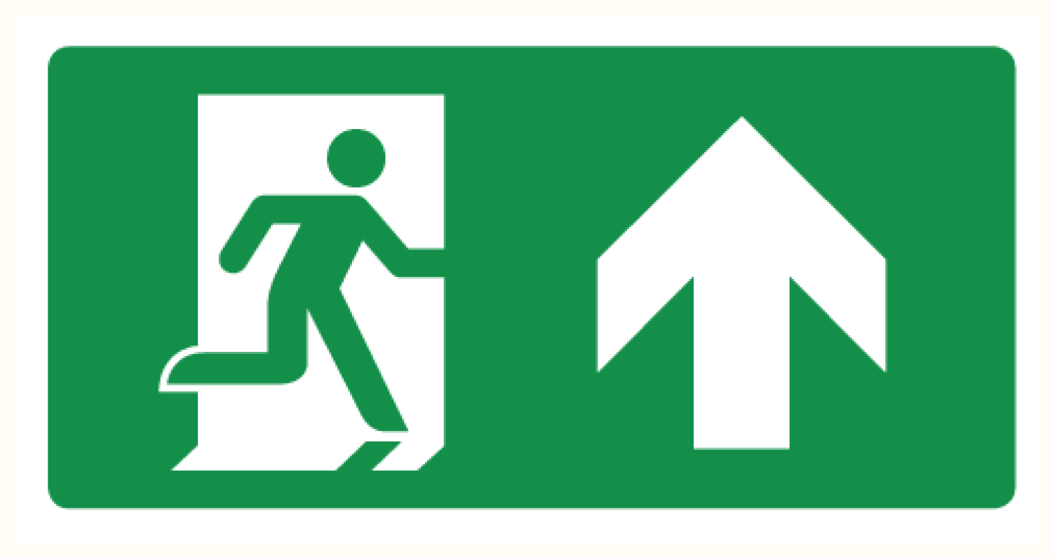 Pictogram vluchtweg rechtdoor kunststof