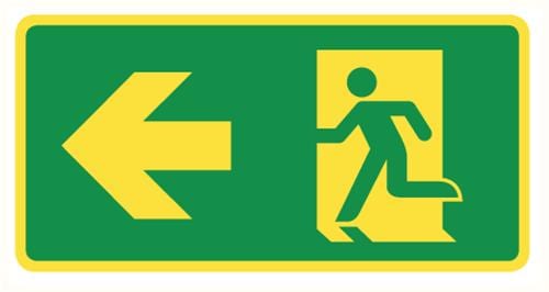 Pictogram vluchtweg links PVC fluor