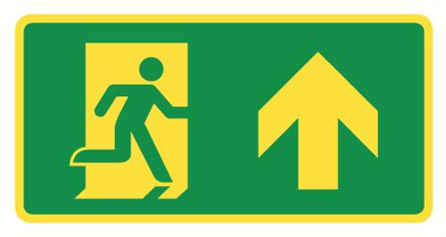 Pictogram vluchtweg rechtdoor PVC fluor