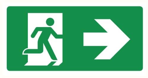 Pictogram vluchtweg rechts kunststof