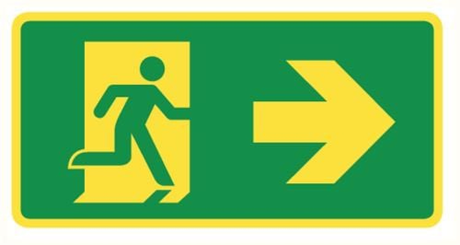 Pictogram vluchtweg rechts sticker PVC Fluor