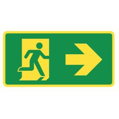 Pictogram vluchtweg rechts sticker PVC Fluor